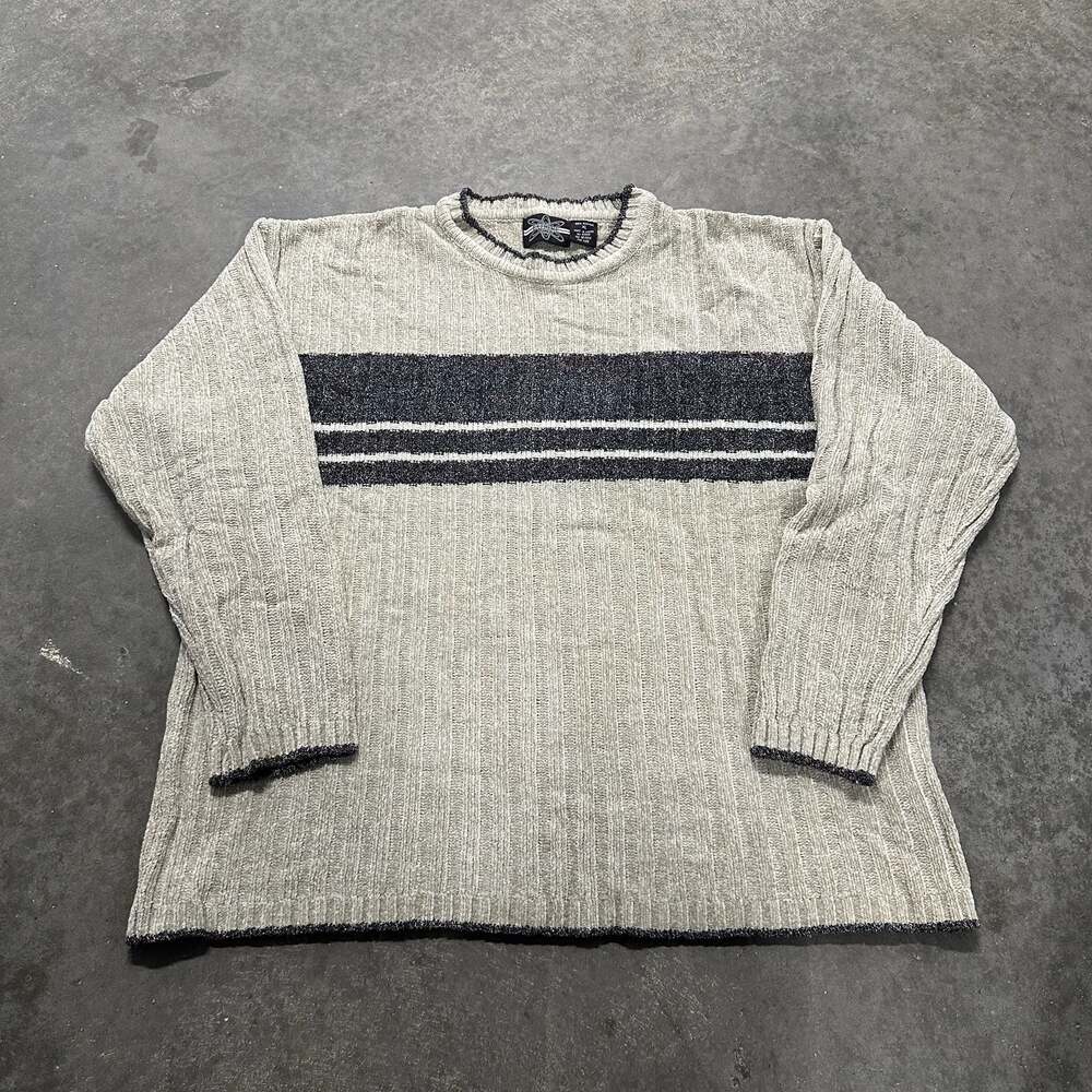 Vintage Xtreme Gear Striped Ribbed Crewneck Sweater XL